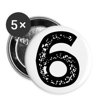 6 Zahl Trikot - Buttons groß 56 mm (5er Pack) - Weiß - Vorne