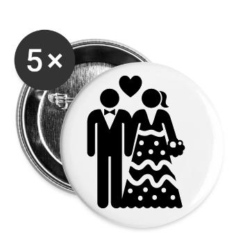 Couple Wedding Bridal Couple - Buttons large 2.2''/56 mm (5-pack) - white - Front