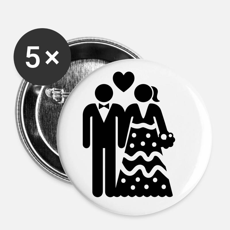 Couple Wedding Bridal Couple - Buttons large 2.2''/56 mm (5-pack) - white