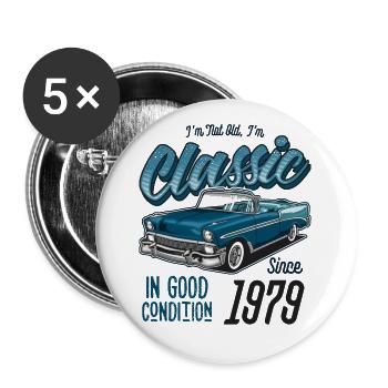 I'm Not Old I'm Classic Car Vintage Born In 1979 - Buttons large 2.2''/56 mm (5-pack) - white - Front