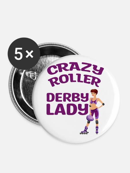 Roller Derby - Buttons groß 56 mm (5er Pack) - Weiß