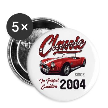 Ich bin nicht alt, ich bin Oldtimer Jahrgang Jahrgang 2004 - Buttons groß 56 mm (5er Pack) - Weiß - Vorne