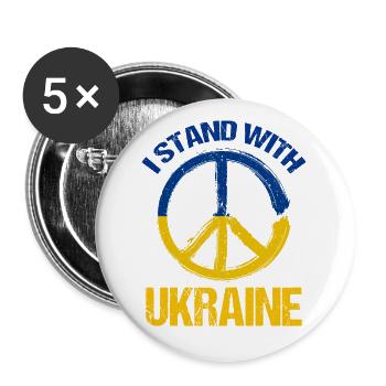 I Stand With Ukraine Peace Symbol Ukrainian - Buttons large 2.2''/56 mm (5-pack) - white - Front
