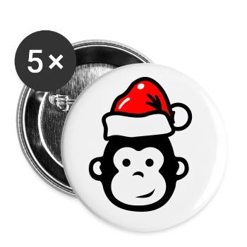 Singe Noël Noël Comic - Lot de 5 grands badges (56 mm) - blanc - Devant