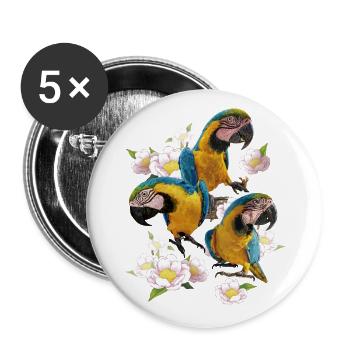 The blue and yellow macaw - Buttons large 2.2''/56 mm (5-pack) - white - Front