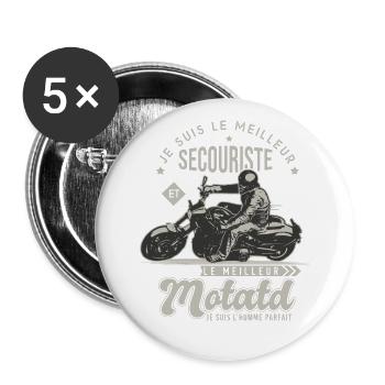 Motard le meilleur secouriste cadeau cool - Lot de 5 grands badges (56 mm) - blanc - Devant