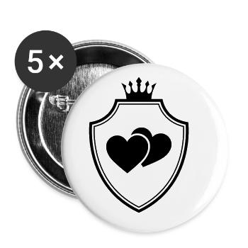 Herzen Symbol Wappen - Buttons groß 56 mm (5er Pack) - Weiß - Vorne