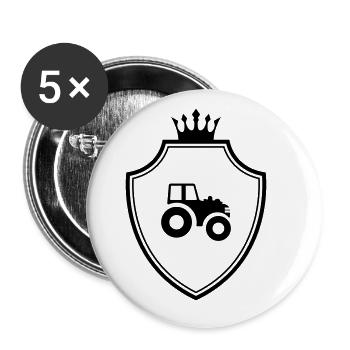 Traktor Symbol Wappen - Buttons groß 56 mm (5er Pack) - Weiß - Vorne