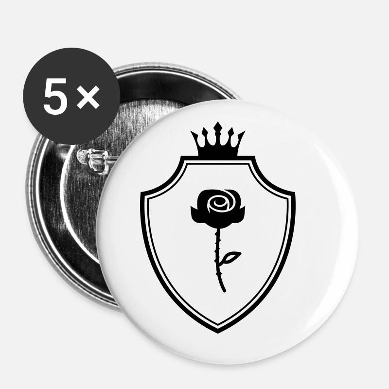 Rose Coat of Arms - Buttons large 2.2''/56 mm (5-pack) - white