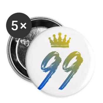 99 Couronne numérique - Lot de 5 grands badges (56 mm) - blanc - Devant
