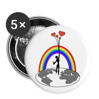 Freedom - Love makes you free - Buttons large 2.2''/56 mm (5-pack) - white - Front