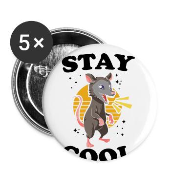 Opossum Design für Waschbär Fans und Beutelratze - Buttons groß 56 mm (5er Pack) - Weiß - Vorne