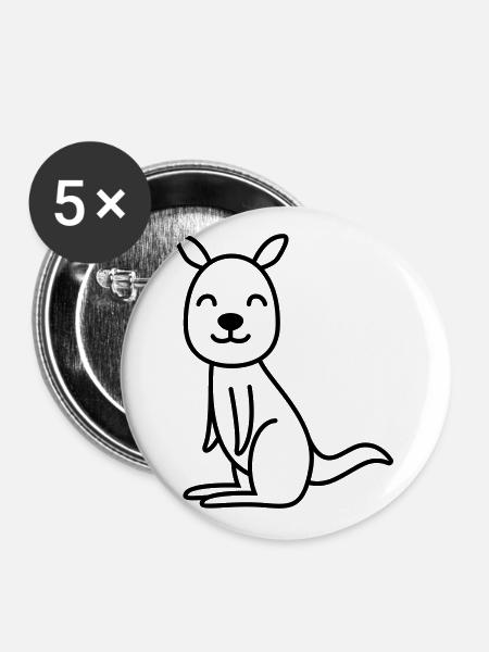 Kangaroo Comic - Buttons groß 56 mm (5er Pack) - Weiß