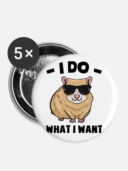 Hamster - Buttons groß 56 mm (5er Pack) - Weiß