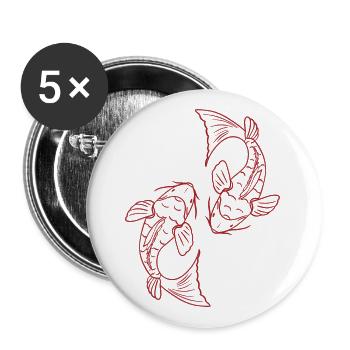 Carpes Koï rouges - Lot de 5 grands badges (56 mm) - blanc - Devant
