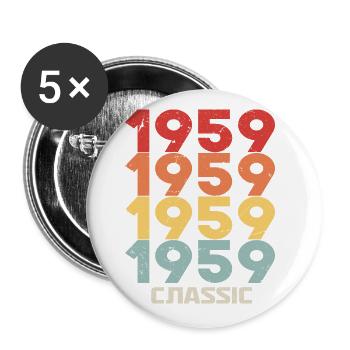 1959 Jubiläum im klassischen Vintage-Stil 1959 - Buttons groß 56 mm (5er Pack) - Weiß - Vorne