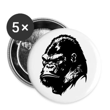 Tête de gorille - Lot de 5 grands badges (56 mm) - blanc - Devant