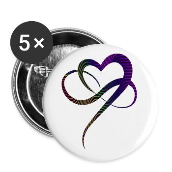 Infinite Love Heart Colorful Lines Infinity Heart - Buttons large 2.2''/56 mm (5-pack) - white - Front