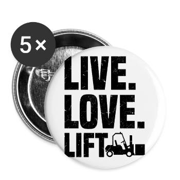 Gabelstaplerfahrer | Gabelstapler Beruf Geschenke - Buttons groß 56 mm (5er Pack) - Weiß - Vorne