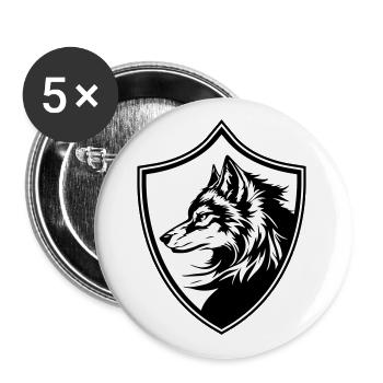 Wolf Wappen Silhouette - Buttons groß 56 mm (5er Pack) - Weiß - Vorne
