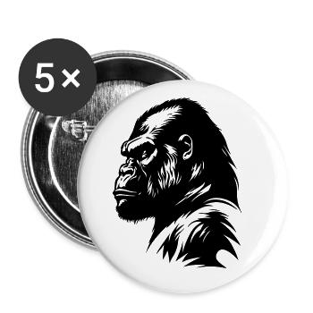 Gorilla Symbol Silhouette - Buttons groß 56 mm (5er Pack) - Weiß - Vorne