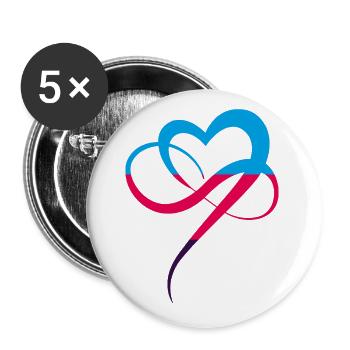 Polyamorie Flagge Infinity Heart Buntes Herz - Buttons groß 56 mm (5er Pack) - Weiß - Vorne