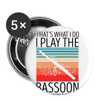 Bassoon Wind Instrument Design for Bassoonist - Buttons large 2.2''/56 mm (5-pack) - white - Front