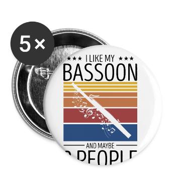 Fagottist Design für Holzbläser Orchestra - Buttons groß 56 mm (5er Pack) - Weiß - Vorne
