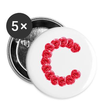 C de roses - Lot de 5 grands badges (56 mm) - blanc - Devant