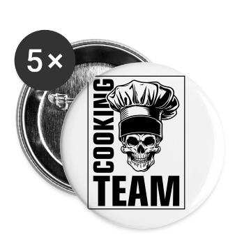 Skeleton Cooking Team - Buttons large 2.2''/56 mm (5-pack) - white - Front