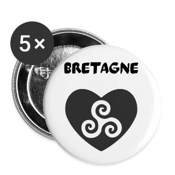 Bretagne coeur Triskèle 2 - Lot de 5 grands badges (56 mm) - blanc - Devant