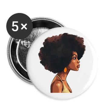Black Afro Woman Melanin - Buttons large 2.2''/56 mm (5-pack) - white - Front