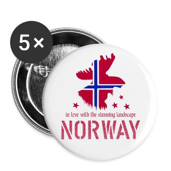 Élan de Norvège - Lot de 5 grands badges (56 mm) - blanc - Devant