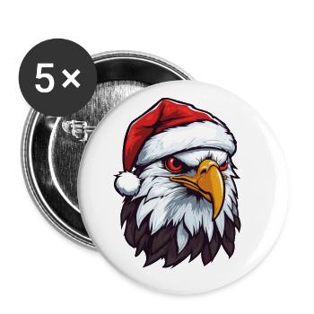 Adler Porträt Weihnachten - Buttons groß 56 mm (5er Pack) - Weiß - Vorne