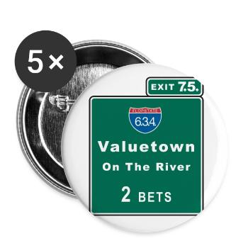 Poker Design Valuetown - quinte flush - Bouclier - Lot de 5 grands badges (56 mm) - blanc - Devant