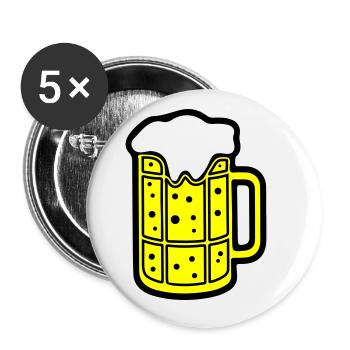Bierkrug Bier Symbol Prost - Buttons groß 56 mm (5er Pack) - Weiß - Vorne