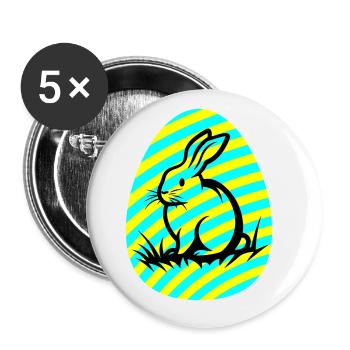 Icône de Pâques lapin - Lot de 5 grands badges (56 mm) - blanc - Devant