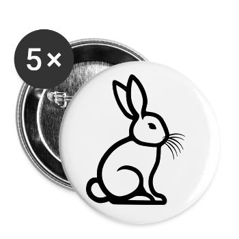 Osterhase Symbol Ostern - Buttons groß 56 mm (5er Pack) - Weiß - Vorne