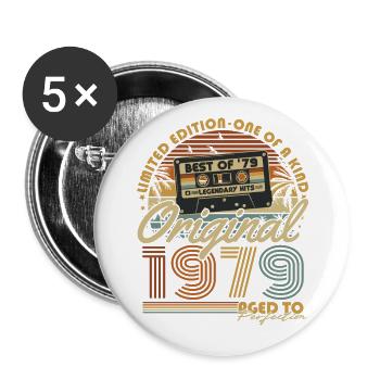 Original 1979 Vintage anniversaire Vintage cadeau - Lot de 5 grands badges (56 mm) - blanc - Devant