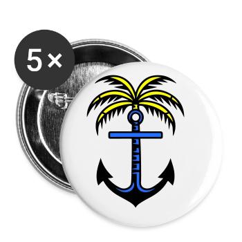 Palm Tree Anchor Icon - Buttons large 2.2''/56 mm (5-pack) - white - Front