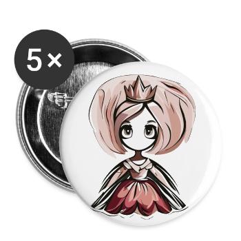 kleine prinzessin - Buttons groß 56 mm (5er Pack) - Weiß - Vorne