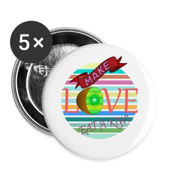 Liebe Freunde Familie Partner Glück Leben Gesund - Buttons groß 56 mm (5er Pack) - Weiß - Vorne