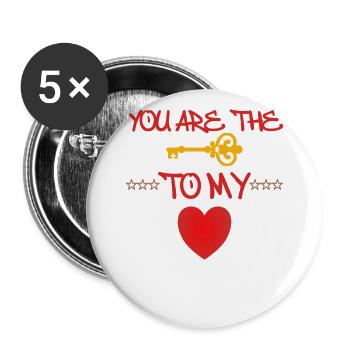 Love, Friends, Family, Partners, Happiness, Life, Fun - Buttons large 2.2''/56 mm (5-pack) - white - Front