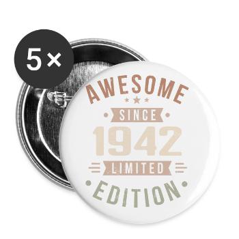 Original 1942 Vintage Vintage anniversaire 1942 - Lot de 5 grands badges (56 mm) - blanc - Devant