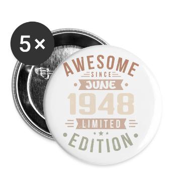 Juin 1948 Anniversaire Juin 1948 Cadeau Juin 1948 - Lot de 5 grands badges (56 mm) - blanc - Devant