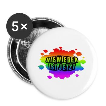 AfD stoppen gegen rechts Demokratie verteidigen - Buttons groß 56 mm (5er Pack) - Weiß - Vorne