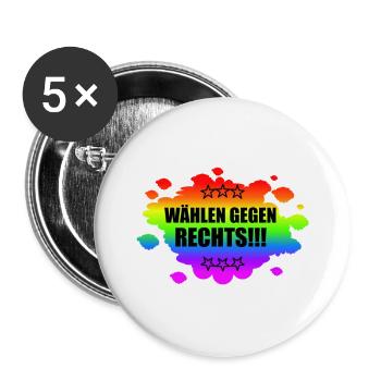 AfD stoppen gegen rechts Demokratie verteidigen - Buttons groß 56 mm (5er Pack) - Weiß - Vorne