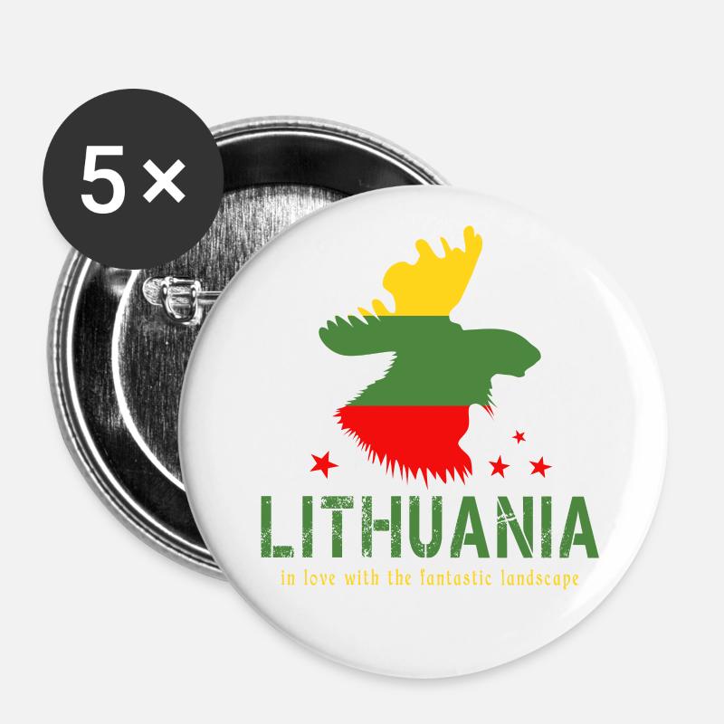 Lithuania Lithuanian Vilnius - Buttons large 2.2''/56 mm (5-pack) - white