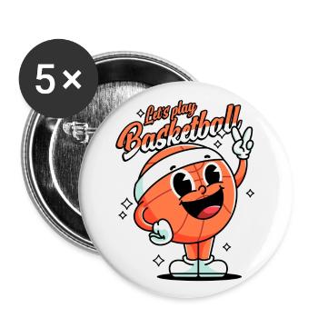 Basket-ball Joueurs de basket-ball Joueurs de basket-ball - Lot de 5 grands badges (56 mm) - blanc - Devant