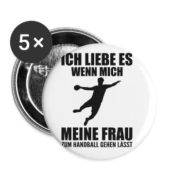 Handballer Handball Geschenk - Buttons groß 56 mm (5er Pack) - Weiß - Vorne